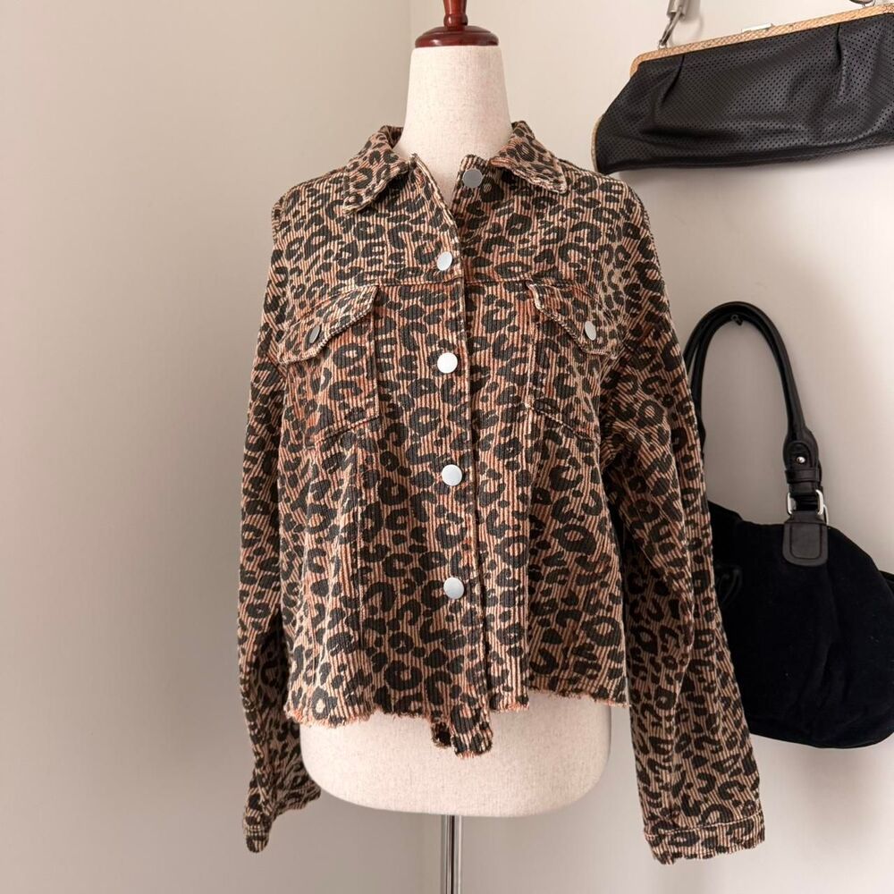 Cheetah Print Oversized Corduroy Bibi Jacket Size S